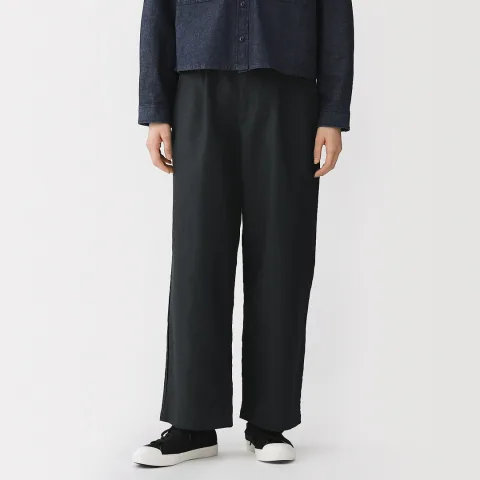 Pantalon droit en sergé de mélange de chanvre pour femme