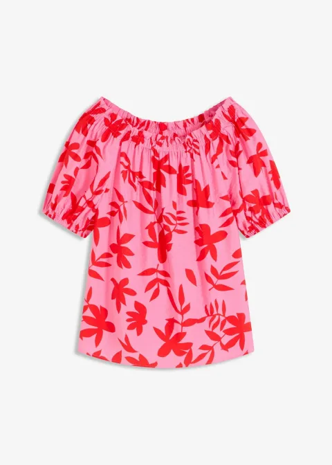 Blouse col Bardot imprimée en viscose mélangée
