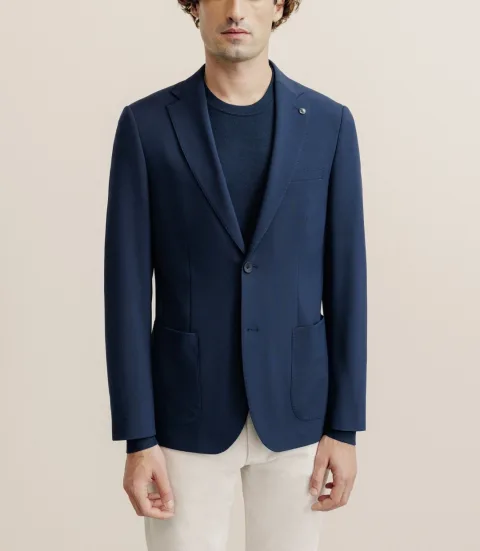 IZAC - Veste en tissu armuré marine