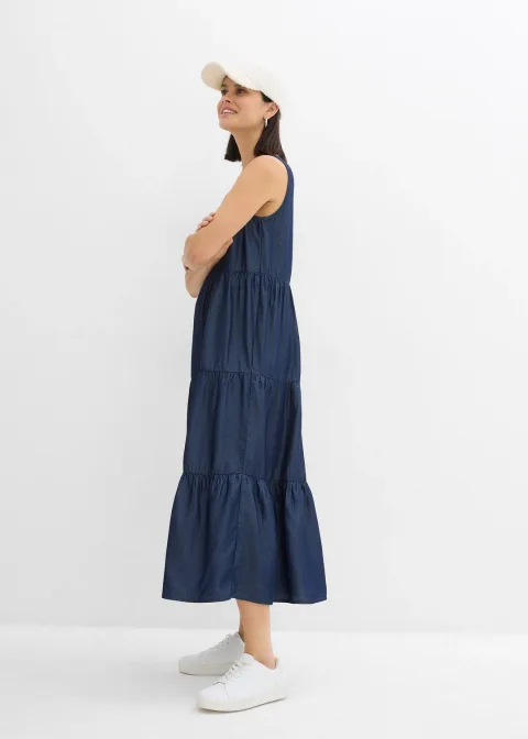 Robe midi en lyocell lisse