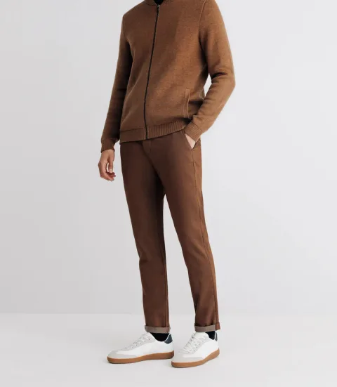 IZAC - Gilet zippé col teddy camel