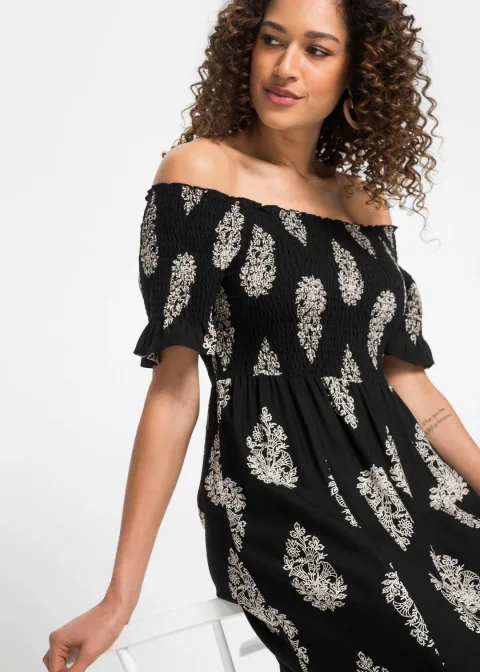 Robe col Bardot en viscose fluide