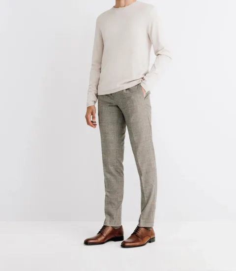 IZAC - Pull col rond en maille beige