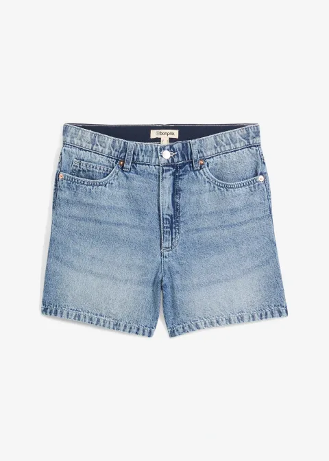 Short en jean taille haute, peu extensible