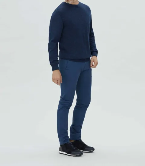 IZAC - Pull col rond fantaisie bleu ''Leandre''