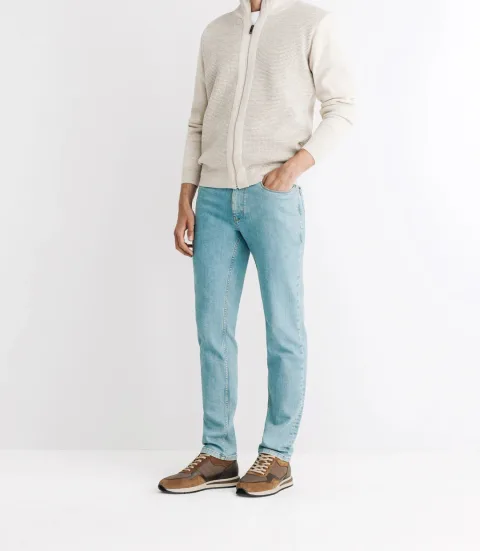 IZAC - Pull gilet col montant beige