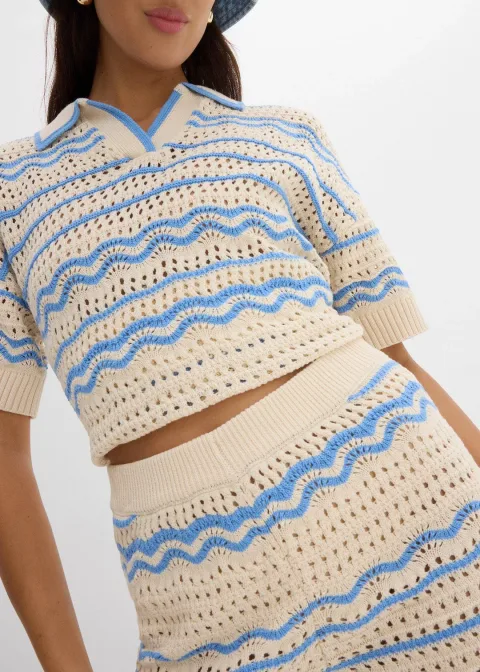 Short en maille aérienne coton et lin