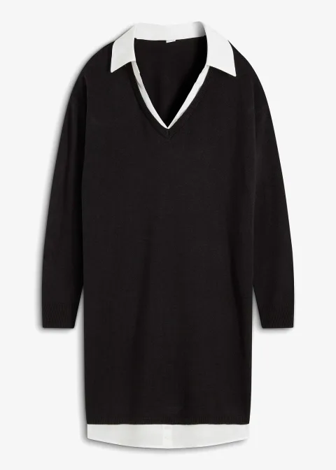Robe en maille à empiècement chemisier