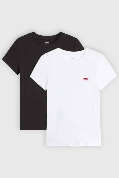Levi's T Shirt Essential (lot De 2) - Femme - Multicolore / 2 Pack Tee White + & Anthracite Night - 2XS