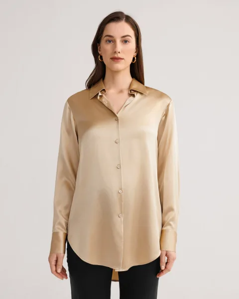 LILYSILK France Chemise En Soie Femme Chemise Lotus En Soie Oversize Blanc