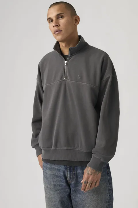 Levi's Sweat Shirt 1/4 Zip Marina - Homme - Noir / Garment Dye Blackened Pearl - XL