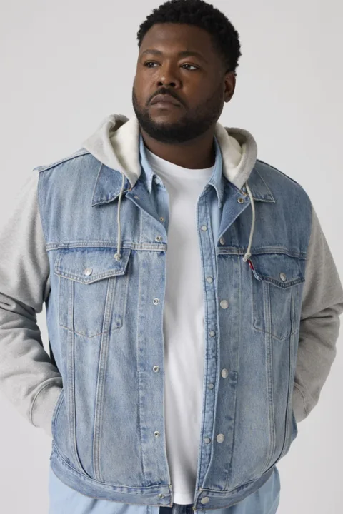 Levi's Veste Trucker Hybrid Hoodie (grandes Tailles) - Homme - Bleu / Candy Man - 5XL