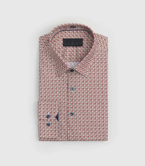 IZAC - Chemise imprimée bordeaux ''Sesame''