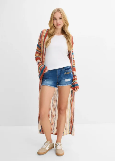 Short en jean à broderie