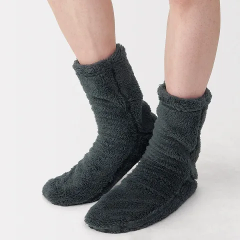 Chaussettes d'intérieur en polyester recyclé et molleton Boa pour homme
