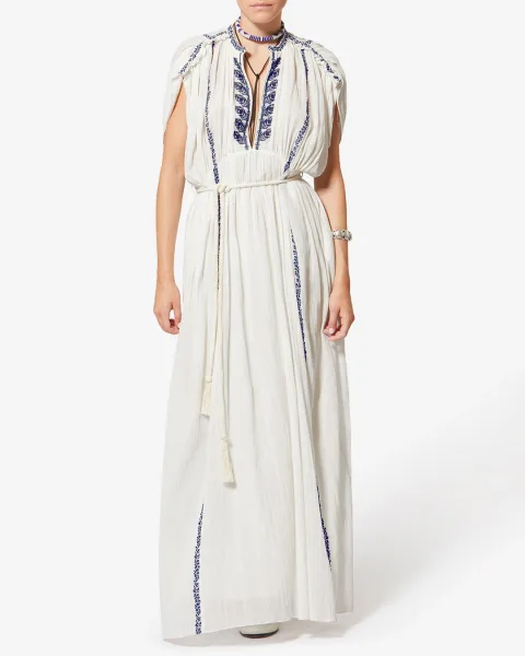 Robe Liviane - Femme - Écru Et Bleu - Taille44 - Marant Étoile - Collection Été Femme - Nouvelle Collection Capsule High Summer