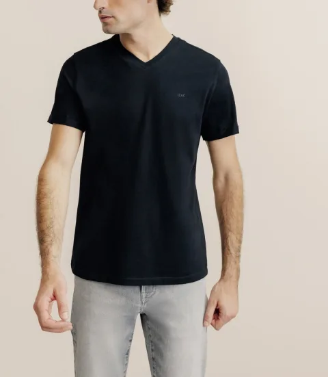 IZAC - T-shirt col V noir