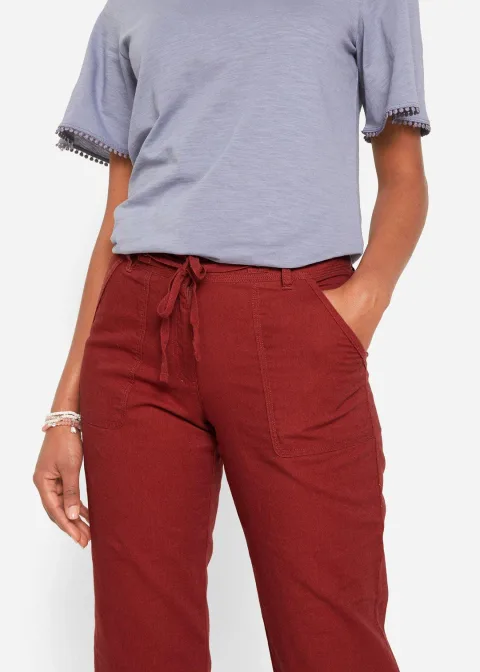Pantalon 3/4 en lin et coton