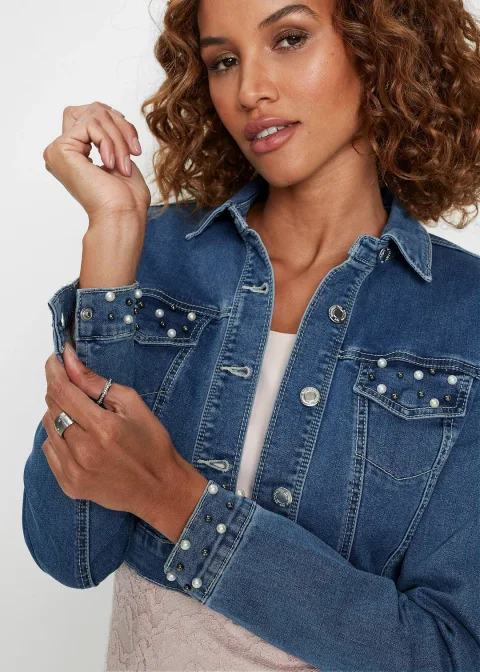 Boléro en jean avec perles