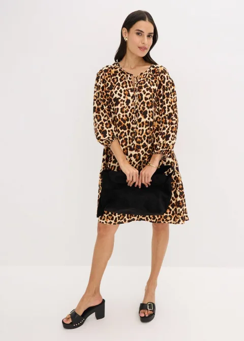 Robe-tunique imprimée en crêpe texturé