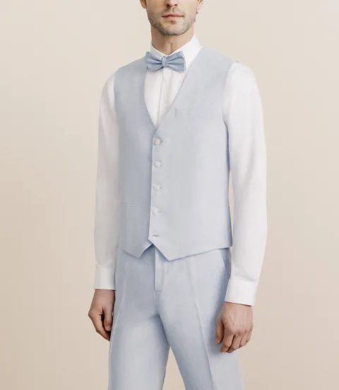 IZAC - Gilet 100% lin bleu ciel