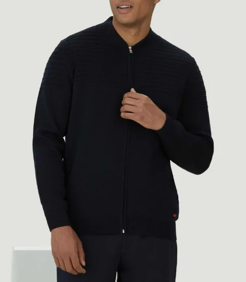 IZAC - Gilet zippé col teddy marine ''Lawson''
