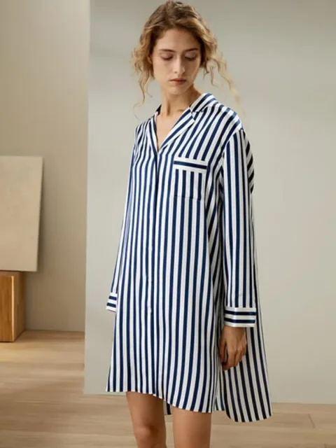 La chemise de nuit rayée boutonnée Amalfi