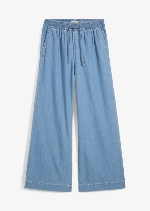 Jean large, taille mi-haute et élastiquée