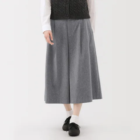 Jupe‐culotte plissée en stretch brossé pour femme