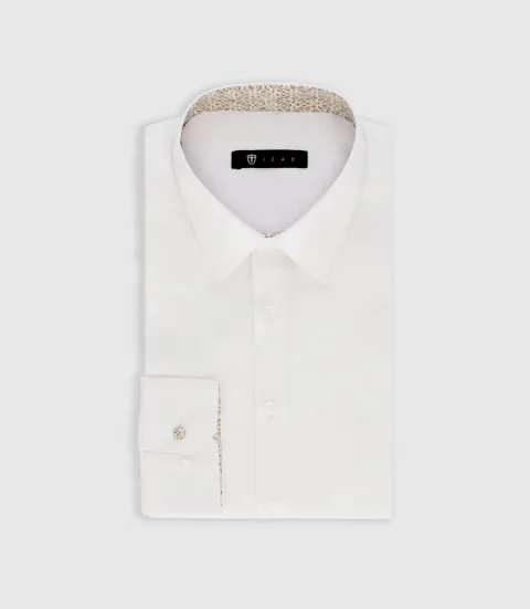 IZAC - Chemise unie à fantaisie blanche PALMIRO