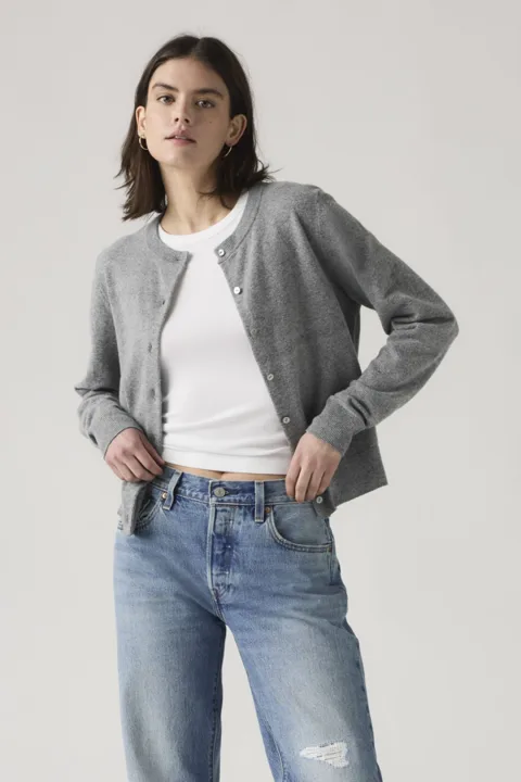 Levi's Cardigan Col Rond Supersoft - Femme - Neutral / Paris Stripe Curds Whey Triblend - XS
