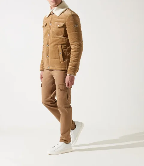 IZAC - Blouson velours matelasse beige MANI