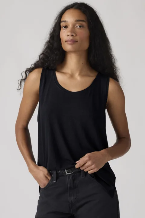 Levi's Débardeur Lori En Lin À Encolure Dégagée - Femme - Noir / Anthracite Night Linen - XS