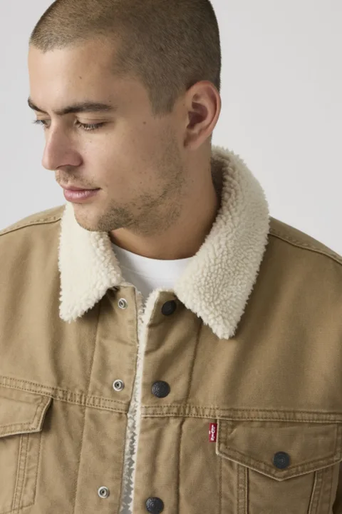 Levi's Veste Trucker Type III Sherpa - Homme - Bleu / Give It A Rinse Sherpa - 2XL