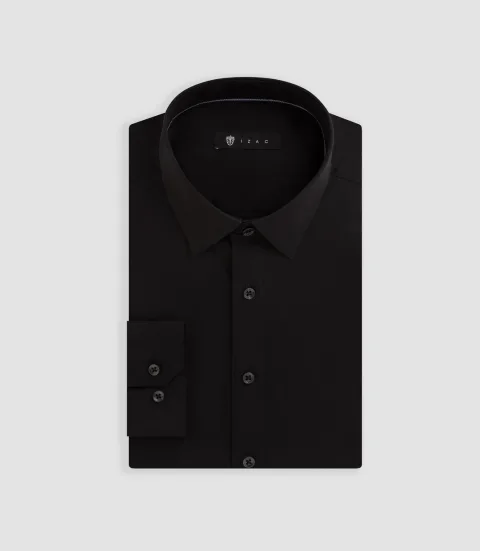 IZAC - Chemise coton stretch noire MALTEBIS