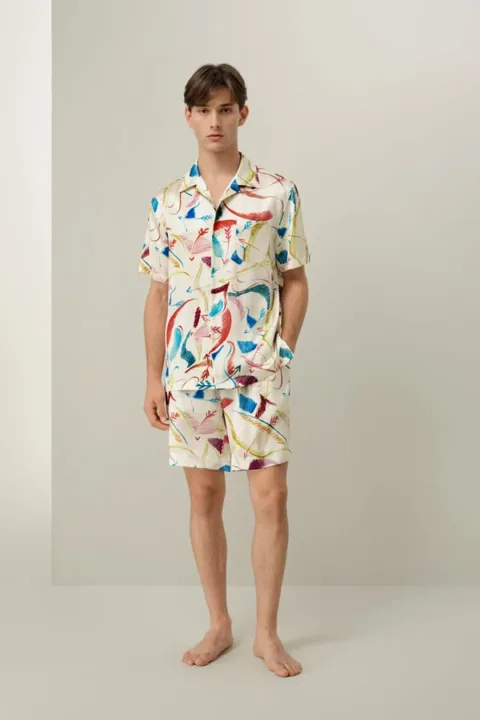 LILYSILK Pyjama Manches Courtes Sagittaire Homme Soie De Haute Qualité Sagittaire L