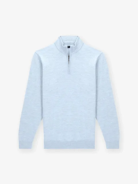 IZAC - Pull col zip bleu ciel