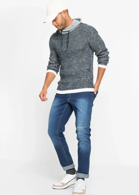 Pull à col châle et détails contrastants