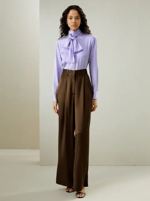 LILYSILK Blouse Soie Femme Blanc Col Roulé, Bouton De Manchette 100% Soie Pure Convient À Toutes Les Saisons L