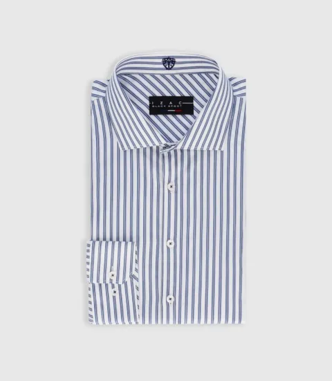 IZAC - Chemise tissée à rayures bleu PELOUSE