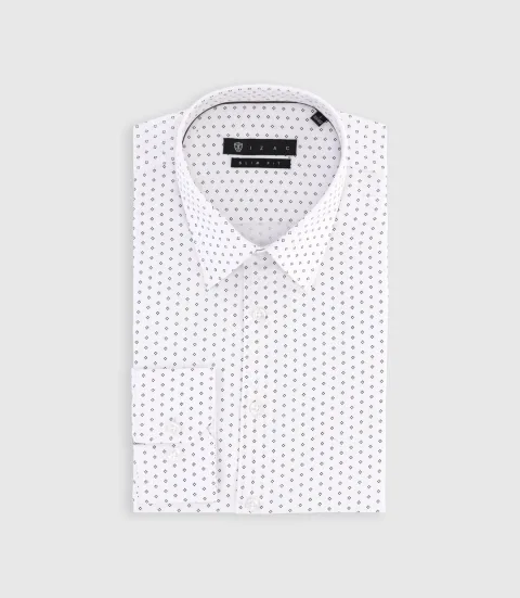 IZAC - Chemise à imprimé micro motifs blanche et marron PAOLINO