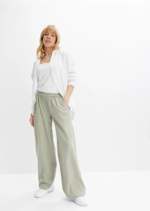 Pantalon palazzo en lin mélangé