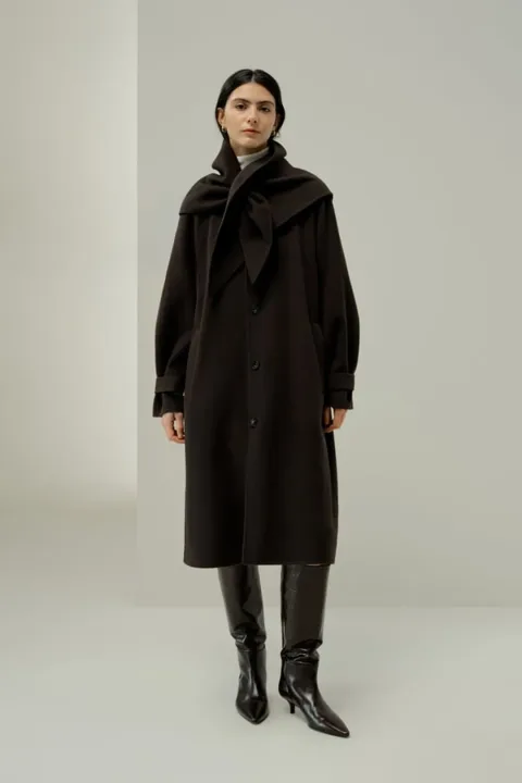 LILYSILK Manteau Oversize Double Face Soie-Laine Mélange Soie-Laine Double Face Avoine S