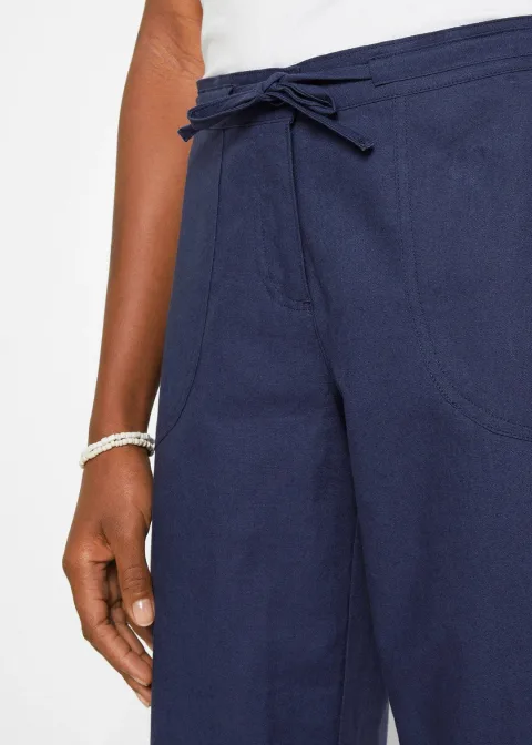 Pantalon 3/4 en lin majoritaire