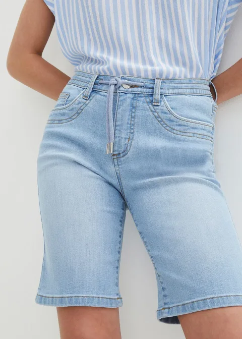 Bermuda slim en jean, taille mi-haute