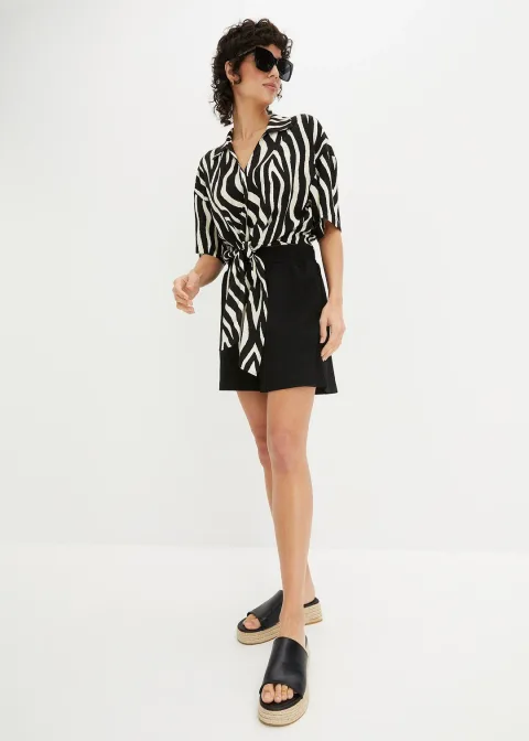 Short en jersey texturé à taille haute élastiquée