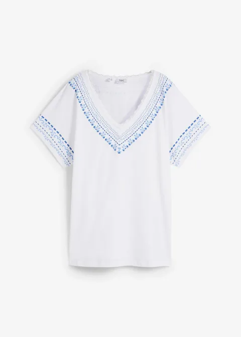 T-shirt coton ample avec imprimé brodé