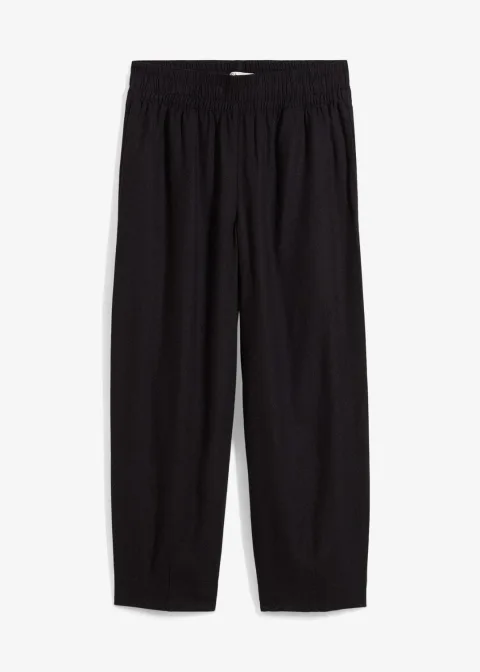 Pantalon 7/8 taille élastiquée en lin mélangé