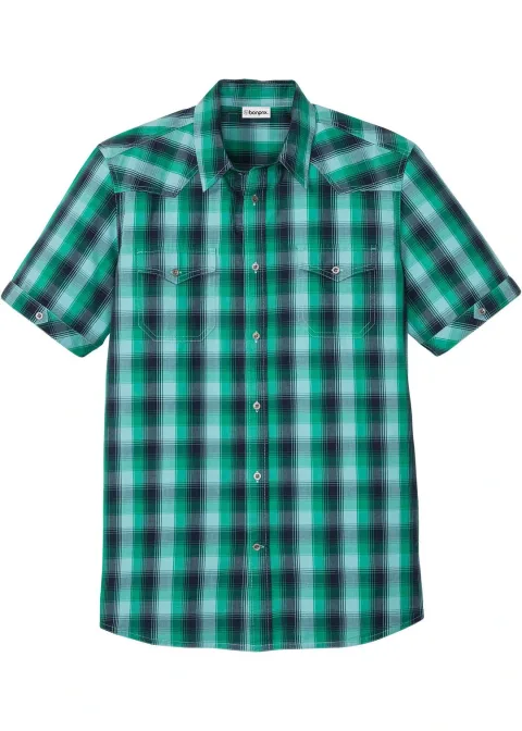 Chemise manches courtes à poches plaquées