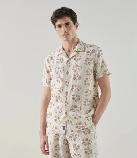 IZAC - Chemise brodée beige